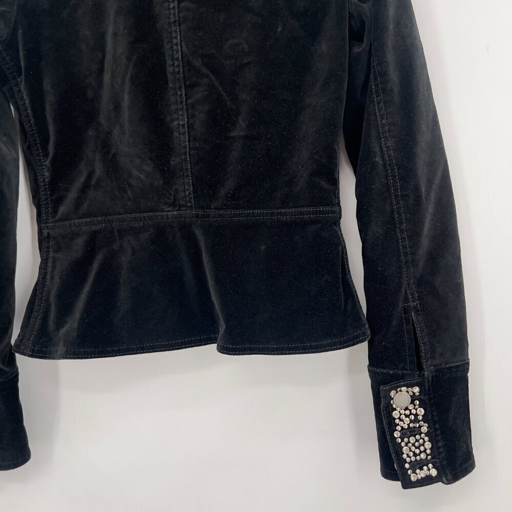 Twill Twenty Two Black Velvet Bling Military Jacket with Rhinestones P - Picture 6 of 14